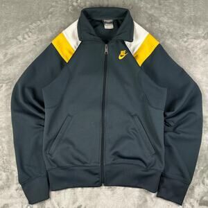 Nike Sportswear Gray Yellow Block Y2K Track Full Zip Jacket Mens Size Small